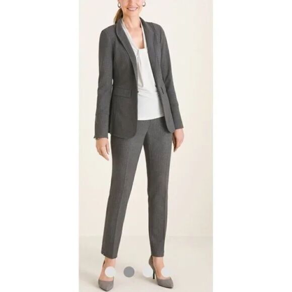 Chico's Long Sleeve Classic Fit Striped Ponte Blazer Gray Sz 2 (12/14) - Picture 4 of 4